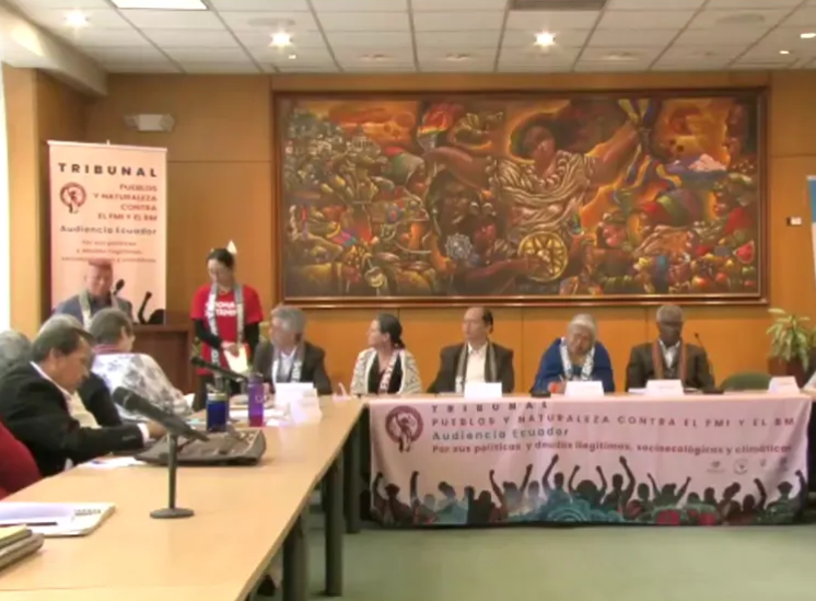 Tribunal de los Pueblos y la Naturaleza contra el FMI y el Banco Mundial en sesión