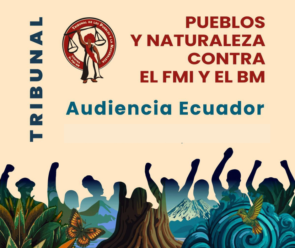 Pancarta grande del Tribunal Pueblos y Naturaleza